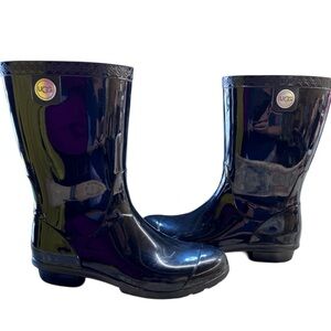 UGG Women's Glossy Black Rain Boots